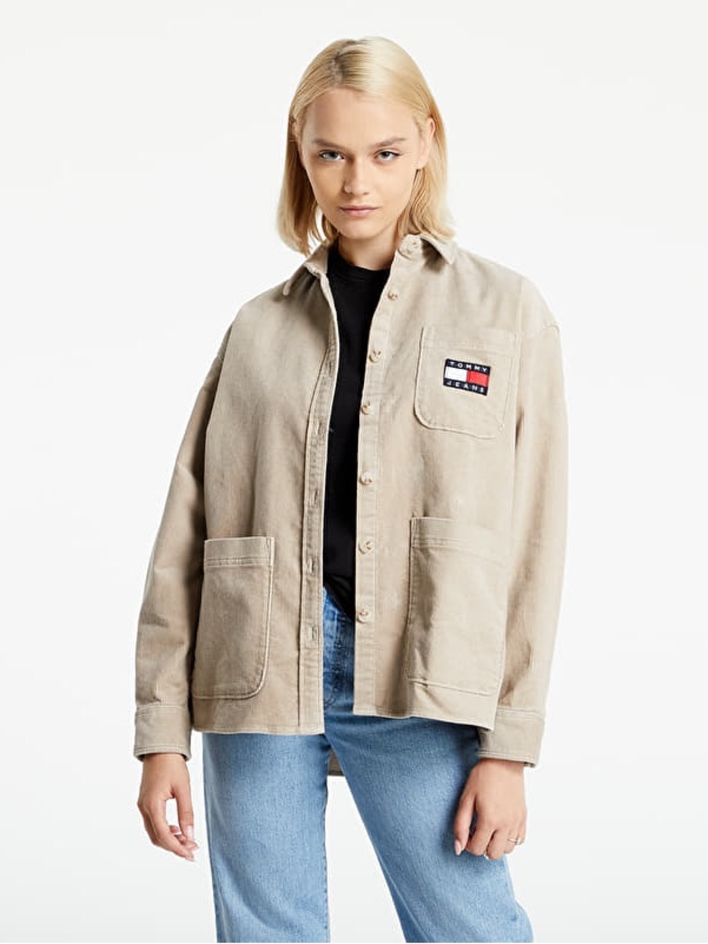 Tommy Jeans Oversized Corduroy Shacket Jacket Women’s XL Beige NWOT